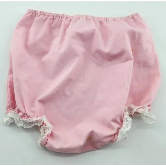 Vtg Baby Girls Pink Tiered Ruffle White Lace Trim Dress/Bloomers RN 50255 Sz 18M - Picture 11 of 16
